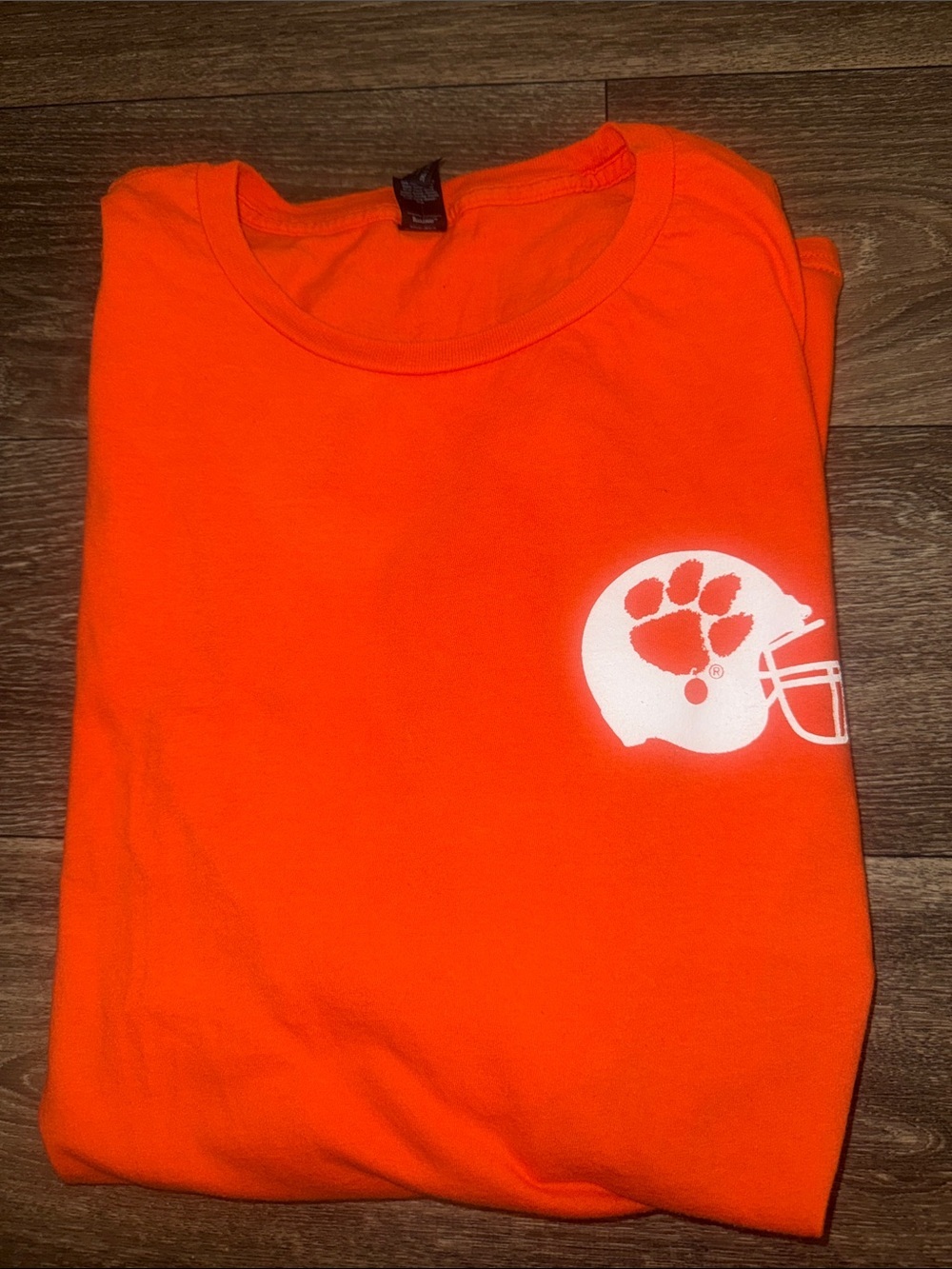 Anvil Bright Orange Short-Sleeve T-Shirt with White Helmet Graphic - Picture 8 of 8